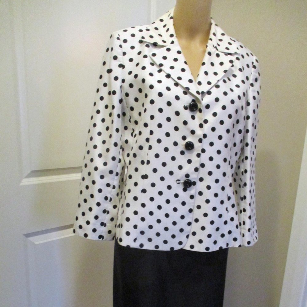 Suit Studio Black & White Polka Dot Skirt Suit sz 10